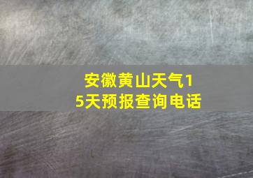 安徽黄山天气15天预报查询电话