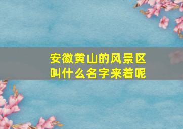 安徽黄山的风景区叫什么名字来着呢