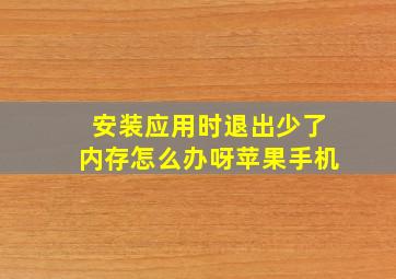 安装应用时退出少了内存怎么办呀苹果手机