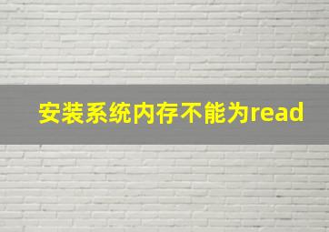 安装系统内存不能为read