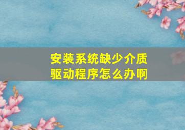 安装系统缺少介质驱动程序怎么办啊