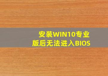 安装WIN10专业版后无法进入BIOS