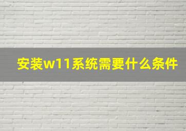 安装w11系统需要什么条件