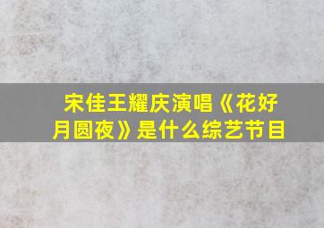 宋佳王耀庆演唱《花好月圆夜》是什么综艺节目