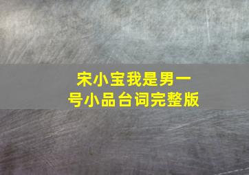 宋小宝我是男一号小品台词完整版