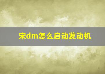 宋dm怎么启动发动机