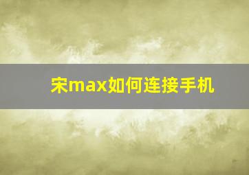 宋max如何连接手机