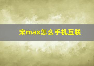 宋max怎么手机互联