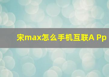 宋max怎么手机互联A Pp