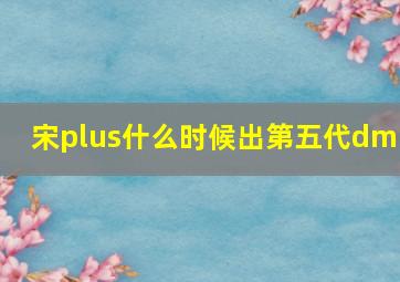 宋plus什么时候出第五代dmi