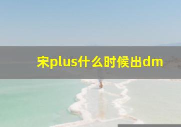 宋plus什么时候出dm