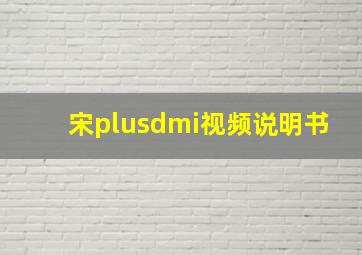 宋plusdmi视频说明书