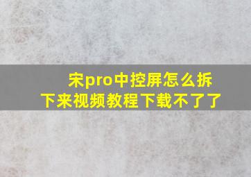 宋pro中控屏怎么拆下来视频教程下载不了了