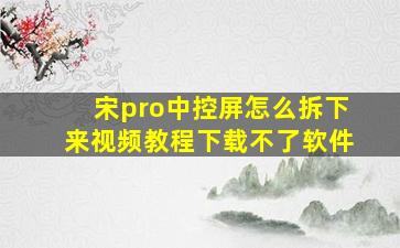 宋pro中控屏怎么拆下来视频教程下载不了软件