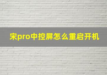 宋pro中控屏怎么重启开机