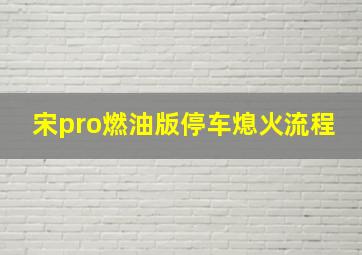 宋pro燃油版停车熄火流程