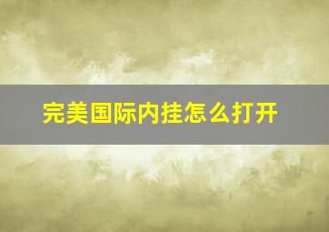 完美国际内挂怎么打开