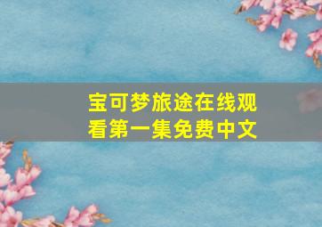 宝可梦旅途在线观看第一集免费中文