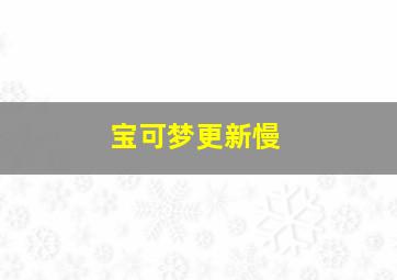 宝可梦更新慢