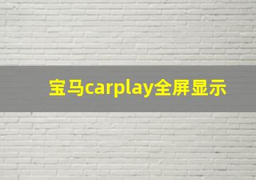 宝马carplay全屏显示