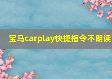 宝马carplay快捷指令不朗读