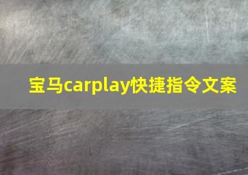 宝马carplay快捷指令文案