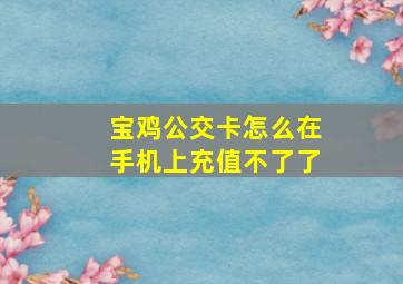 宝鸡公交卡怎么在手机上充值不了了