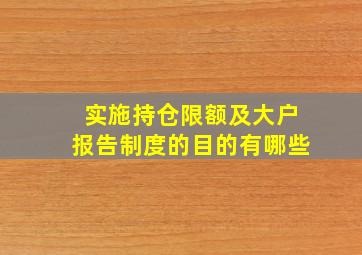 实施持仓限额及大户报告制度的目的有哪些