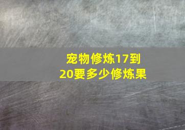 宠物修炼17到20要多少修炼果