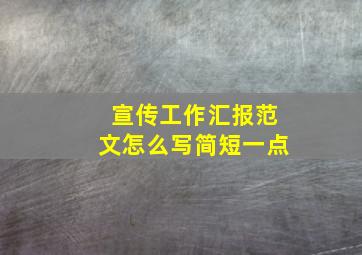 宣传工作汇报范文怎么写简短一点