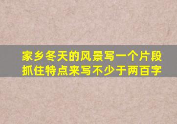 家乡冬天的风景写一个片段抓住特点来写不少于两百字