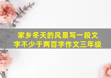 家乡冬天的风景写一段文字不少于两百字作文三年级