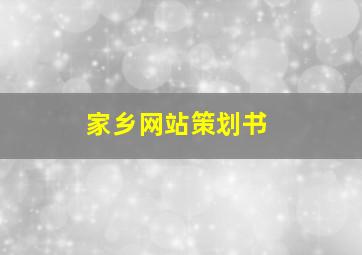 家乡网站策划书