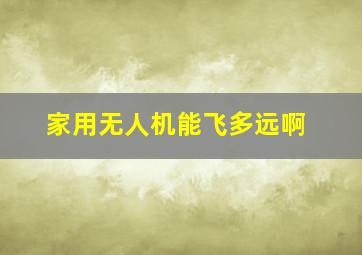 家用无人机能飞多远啊