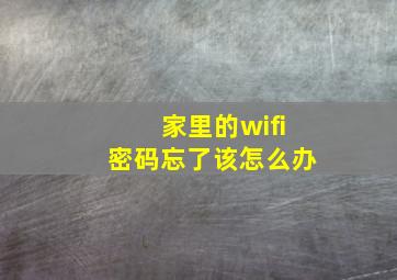 家里的wifi密码忘了该怎么办