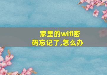 家里的wifi密码忘记了,怎么办