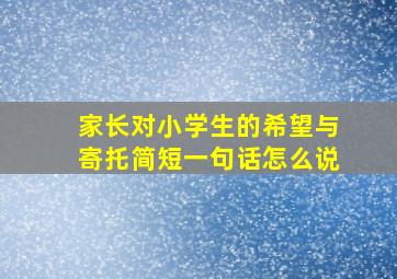 家长对小学生的希望与寄托简短一句话怎么说