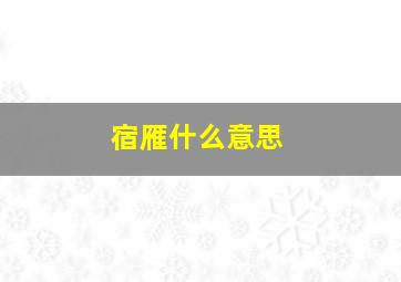 宿雁什么意思