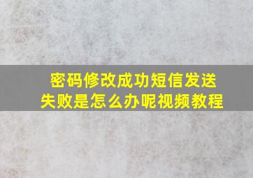 密码修改成功短信发送失败是怎么办呢视频教程