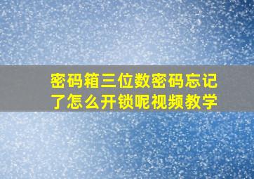 密码箱三位数密码忘记了怎么开锁呢视频教学