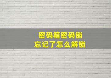 密码箱密码锁忘记了怎么解锁