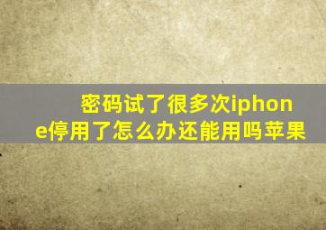 密码试了很多次iphone停用了怎么办还能用吗苹果