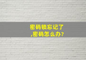 密码锁忘记了,密码怎么办?