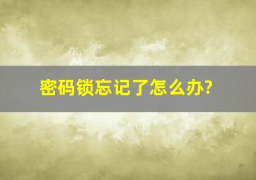 密码锁忘记了怎么办?