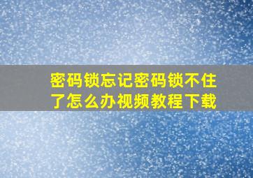 密码锁忘记密码锁不住了怎么办视频教程下载