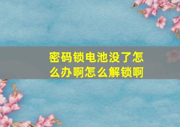 密码锁电池没了怎么办啊怎么解锁啊