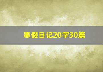 寒假日记20字30篇