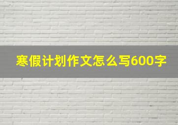 寒假计划作文怎么写600字