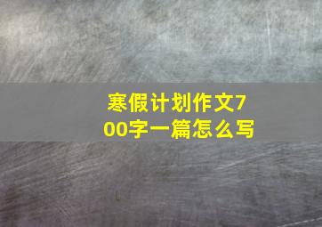 寒假计划作文700字一篇怎么写