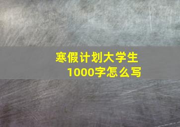 寒假计划大学生1000字怎么写